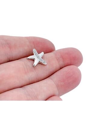 Vintage Sterling Silver 925 Cubic Zirconia Accent Starfish Charm Pendant